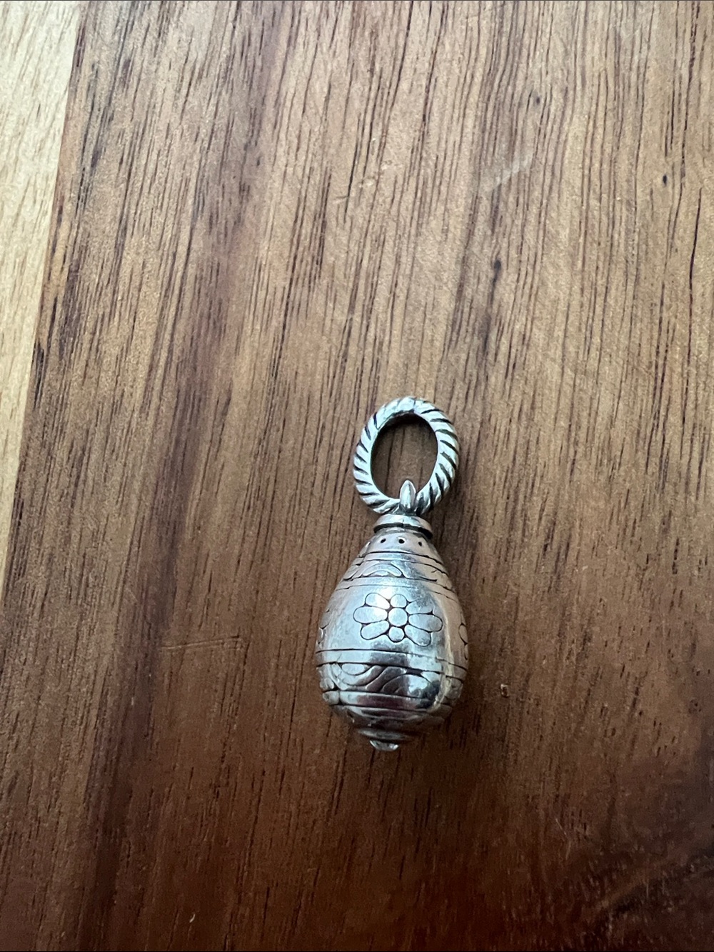 Silver Floral Teardrop Pendant Charm